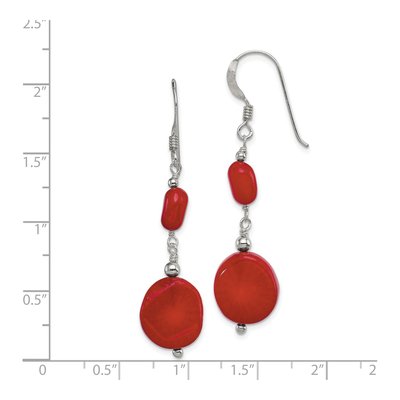 Sterling Silver Red Coral Dangle Earrings – view 5