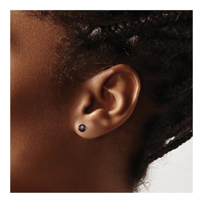 Sterling Silver Black Freshwater Cultured Pearl Button Stud Earrings – view 4