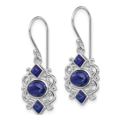 Sterling Silver Filigree Lapis Dangle Earrings – view 3