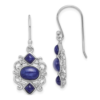 Sterling Silver Filigree Lapis Dangle Earrings