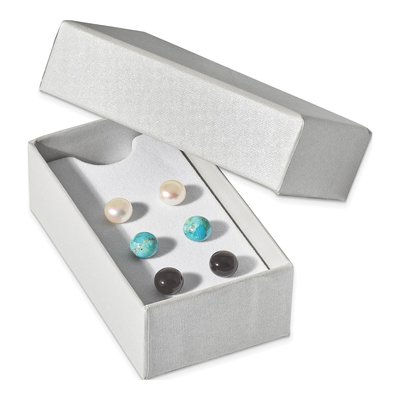 Sterling Silver Button Pearl, Turquoise & Agate Earring Set – view 7