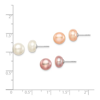 Sterling Silver Freshwater Pearl Earring Set of 3 – view 4