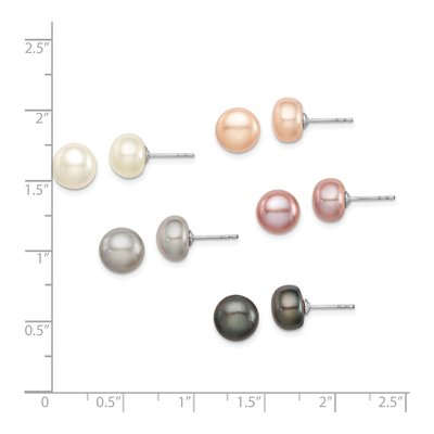 5-Pair Freshwater Pearl Button Post Earring Set – view 4