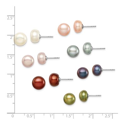 Sterling Silver Multi-Color Pearl Earring Set of 7 – view 4