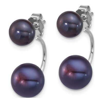 Sterling Silver Black Freshwater Cultured Pearl Front-Back Dangle Earrings – view 2