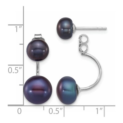 Sterling Silver Black Freshwater Cultured Pearl Front-Back Dangle Earrings – view 3
