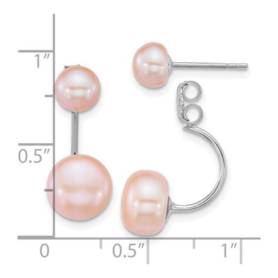 Sterling Silver Pink Freshwater Cultured Pearl Dangle Earrings – view 3