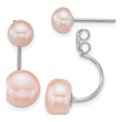 Sterling Silver Pink Freshwater Cultured Pearl Dangle Earrings