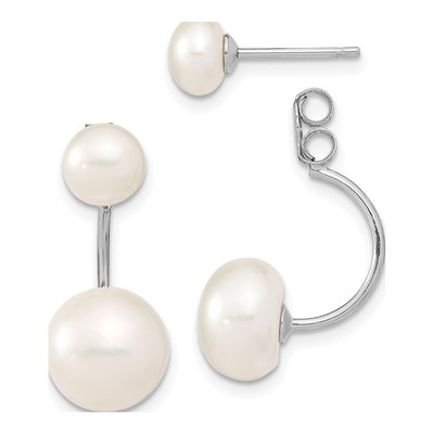 Sterling Silver Freshwater Cultured Pearl Front-Back Dangle Earrings