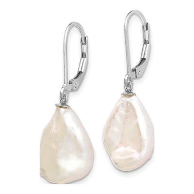 Sterling Silver Freshwater Cultured Pearl Leverback Earrings – view 2