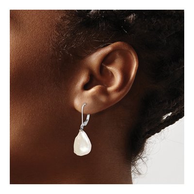 Sterling Silver Freshwater Cultured Pearl Leverback Earrings – view 3