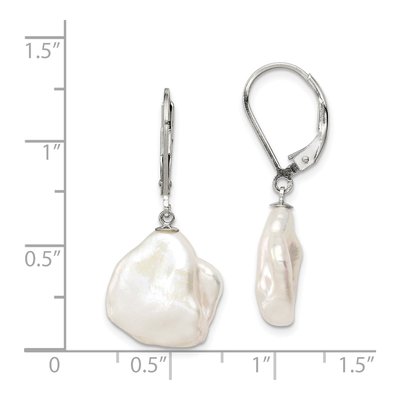 Sterling Silver Freshwater Cultured Pearl Leverback Earrings – view 4