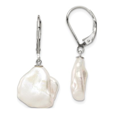 Sterling Silver Freshwater Cultured Pearl Leverback Earrings