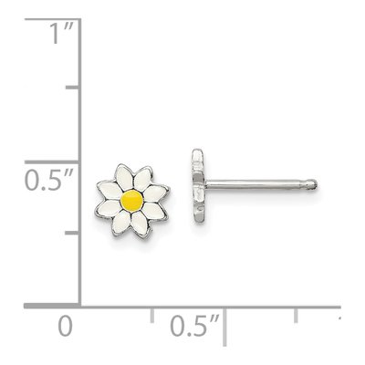 Sterling Silver Girls' Enamel Flower Stud Earrings – view 5