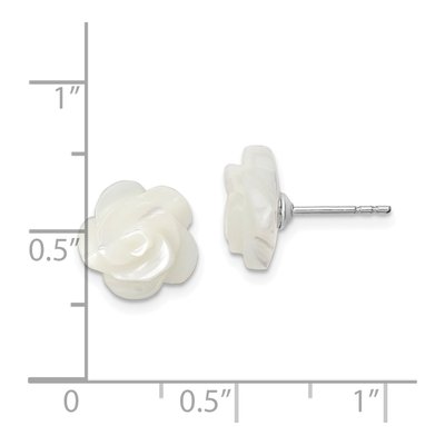 Sterling Silver 10mm Mother of Pearl Flower Stud Earrings – view 4