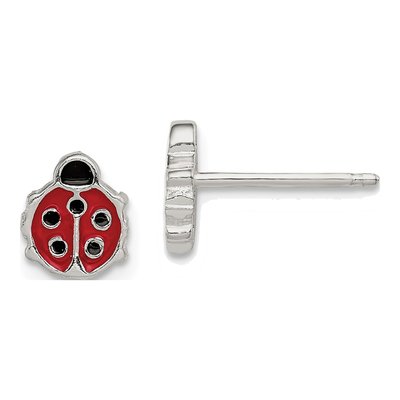 Sterling Silver Girls' Enamel Ladybug Stud Earrings