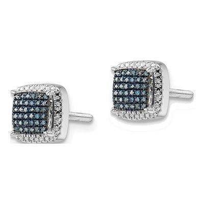 Sterling Silver 0.22 ct tw 0.65mm Round Diamond Square Stud Earrings – view 3