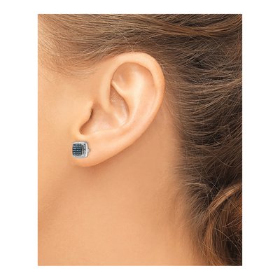 Sterling Silver 0.22 ct tw 0.65mm Round Diamond Square Stud Earrings – view 4