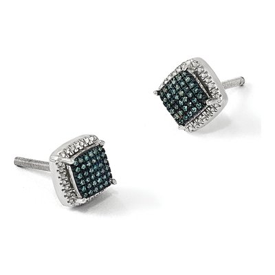 Sterling Silver 0.22 ct tw 0.65mm Round Diamond Square Stud Earrings – view 7