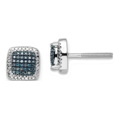 Sterling Silver 0.22 ct tw 0.65mm Round Diamond Square Stud Earrings