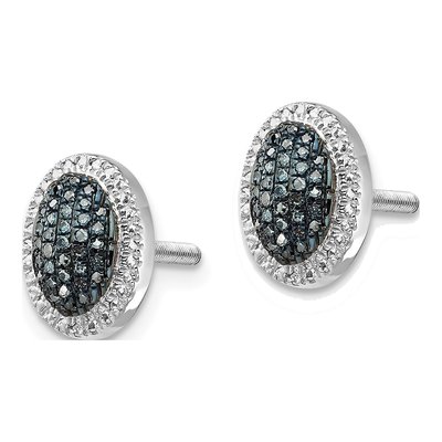 Sterling Silver 1/5 ct tw 0.65mm Round Diamond Oval Cluster Stud Earrings – view 2
