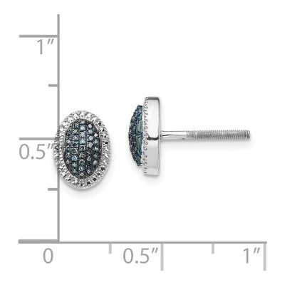Sterling Silver 1/5 ct tw 0.65mm Round Diamond Oval Cluster Stud Earrings – view 5