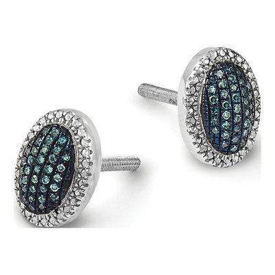 Sterling Silver 1/5 ct tw 0.65mm Round Diamond Oval Cluster Stud Earrings – view 6