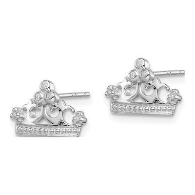 Sterling Silver CZ Crown Stud Earrings – view 3