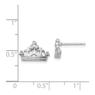 Sterling Silver CZ Crown Stud Earrings – view 5