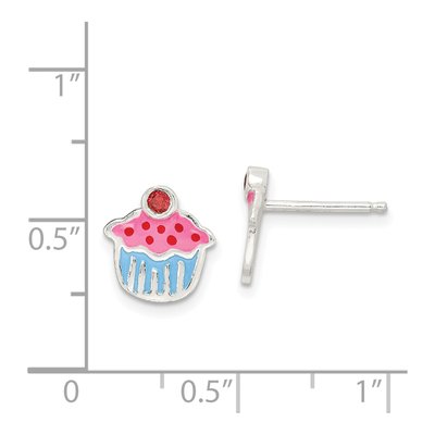 Sterling Silver Garnet Cupcake Stud Earrings – view 5