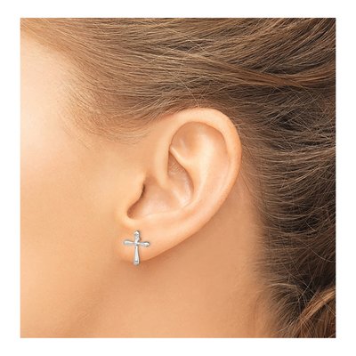 Sterling Silver Round Diamond Cross Stud Earrings – view 4