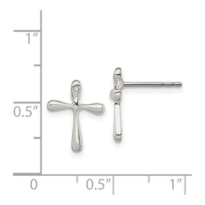 Sterling Silver Round Diamond Cross Stud Earrings – view 5