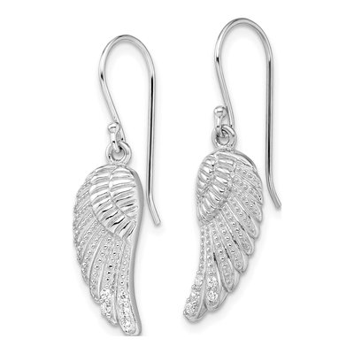 Sterling Silver CZ Wings Dangle Earrings – view 3