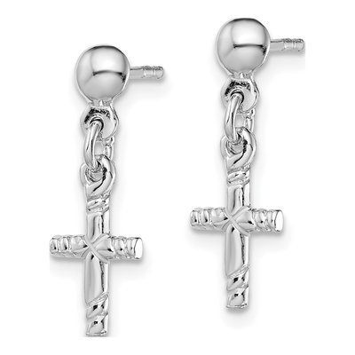 Sterling Silver Cross Dangle Earrings – view 3
