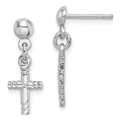 Sterling Silver Cross Dangle Earrings