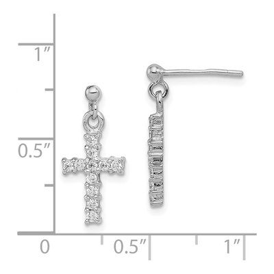 Sterling Silver CZ Cross Dangle Earrings – view 5