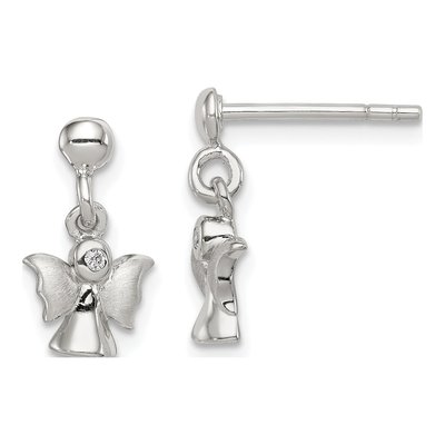 Sterling Silver CZ Angel Dangle Earrings