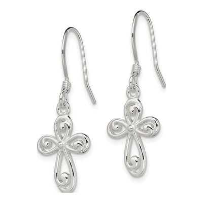 Sterling Silver Swirl Cross Dangle Earrings – view 3