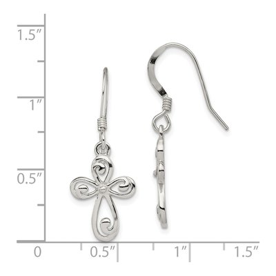 Sterling Silver Swirl Cross Dangle Earrings – view 5