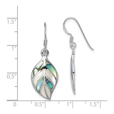 Sterling Silver Mother of Pearl Leaf Dangle Earrings – view 5