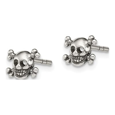 Sterling Silver Skull Stud Earrings – view 3