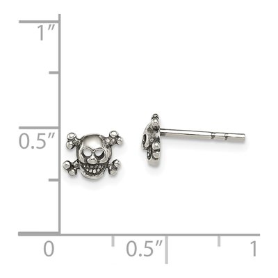 Sterling Silver Skull Stud Earrings – view 5