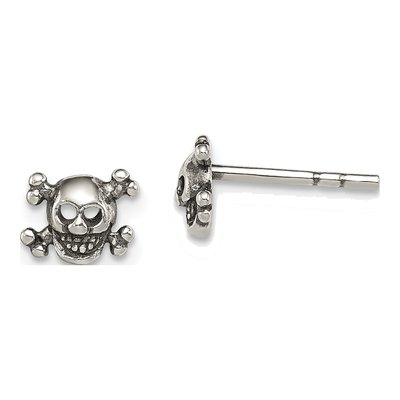 Sterling Silver Skull Stud Earrings