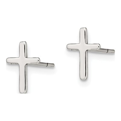 Sterling Silver Latin Cross Stud Earrings – view 3