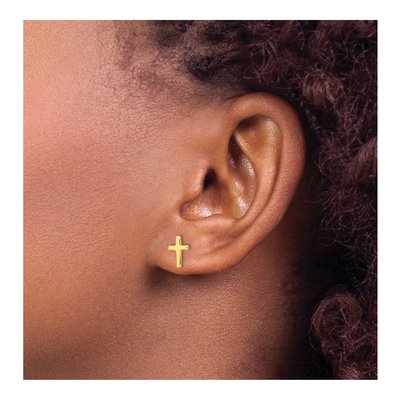 Gold-Plated Sterling Silver Latin Cross Stud Earrings – view 4