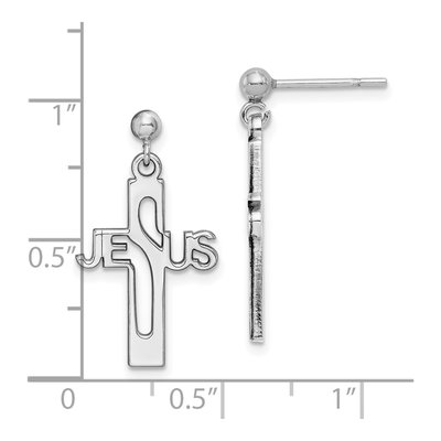 Sterling Silver Jesus Cross Dangle Earrings – view 5