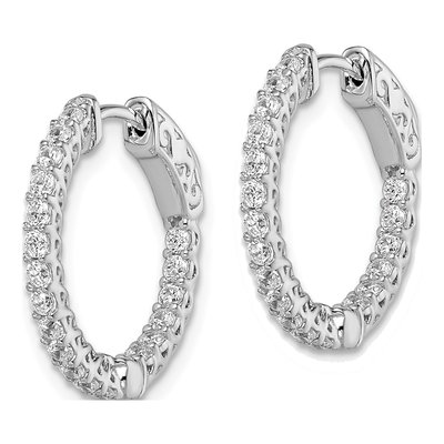 Sterling Silver 20mm CZ Inside-Out Hoop Earrings – view 3