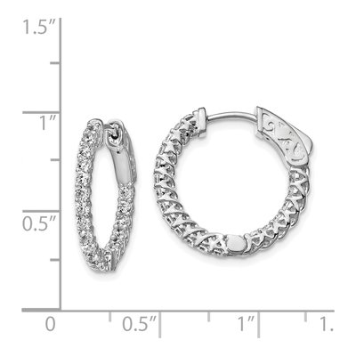 Sterling Silver 20mm CZ Inside-Out Hoop Earrings – view 5