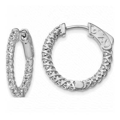 Sterling Silver 20mm CZ Inside-Out Hoop Earrings