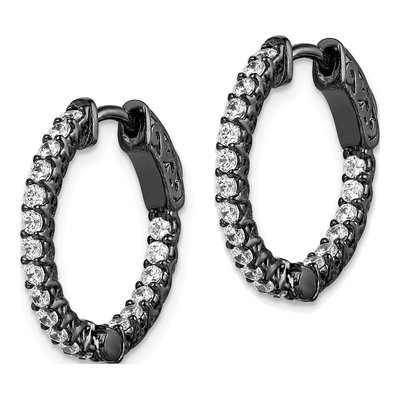Sterling Silver 19mm CZ Inside-Out Hoop Earrings – view 3